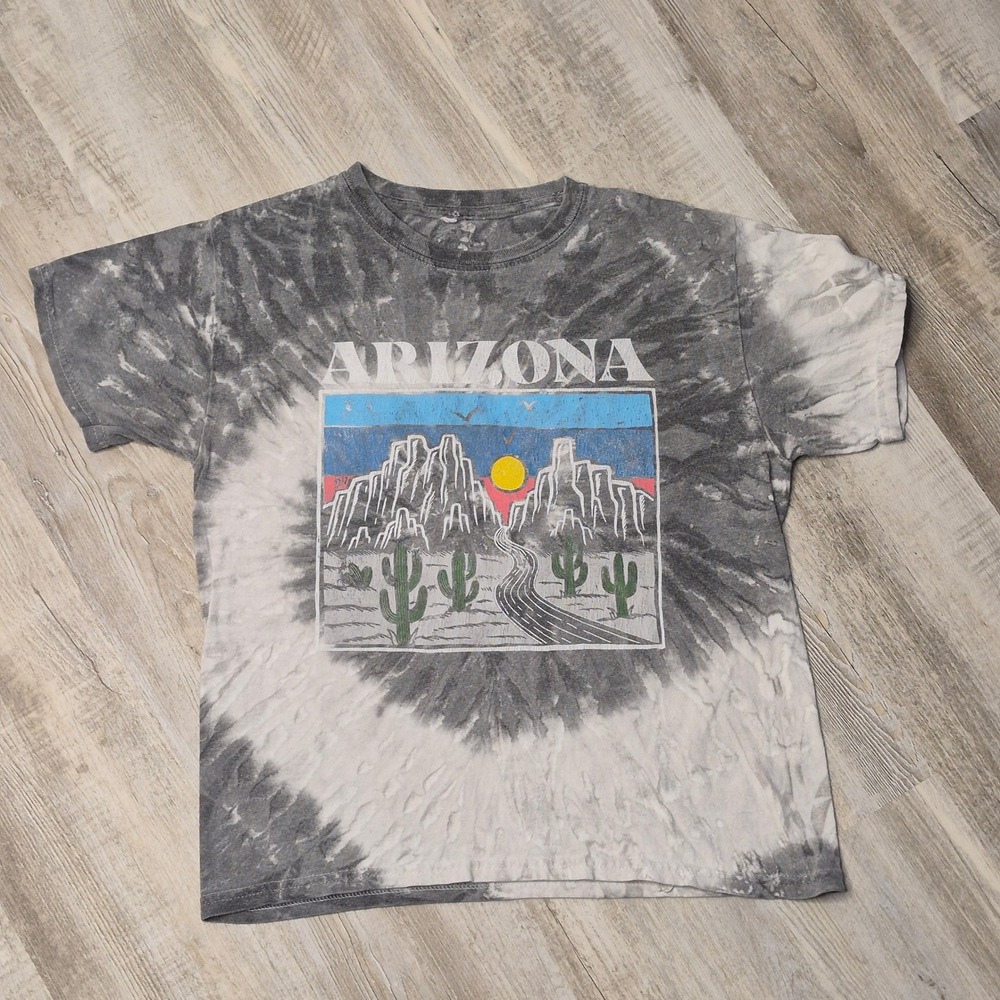 Arizona Tourist Grey Tie Dye T Shirt Kids M/L Adult XS Grunge Edgy Artsy Vintage